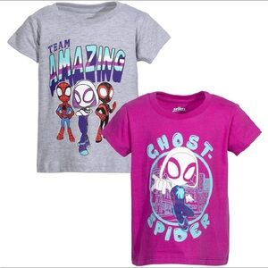 Marvel Girls' Ghost-Spider & Team Amazing Tee Set - Magenta & Gray